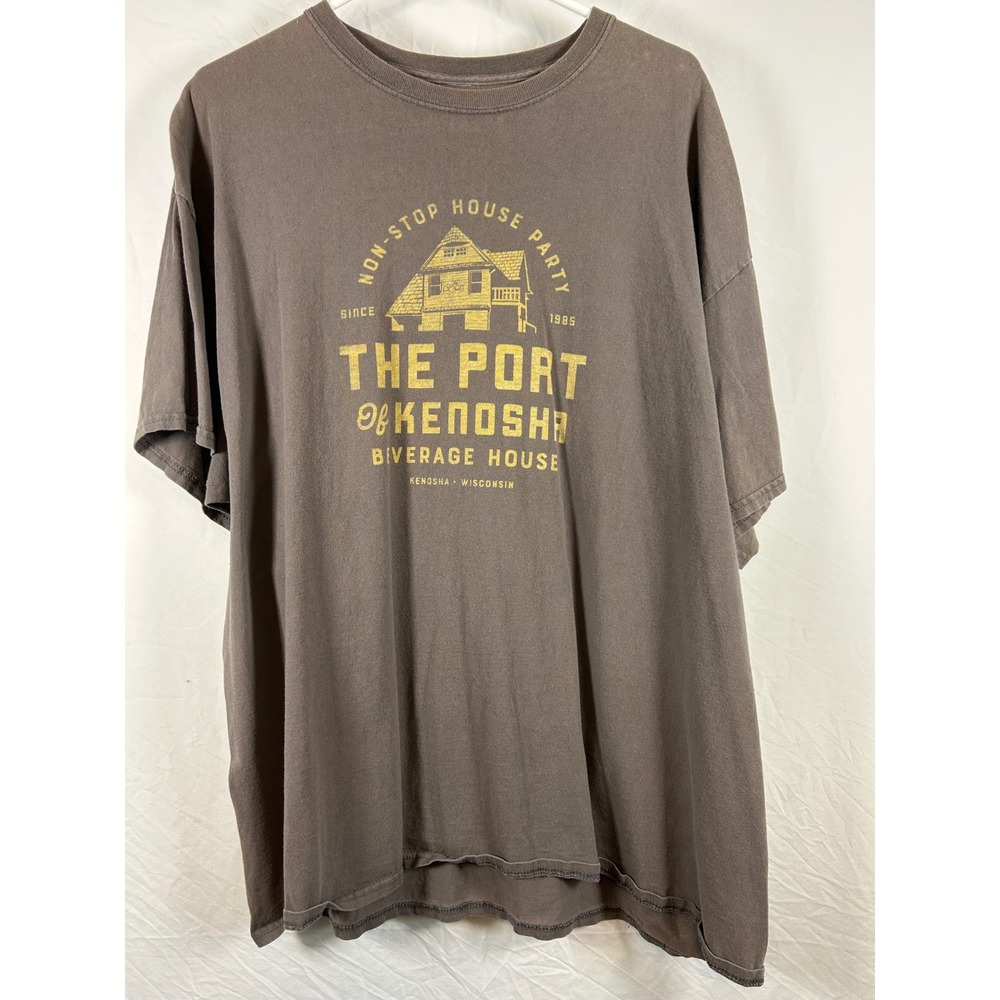 Dive Bar Shirt Club Port of Kenosha Beverage House Graphic T-Shirt Brown XXL